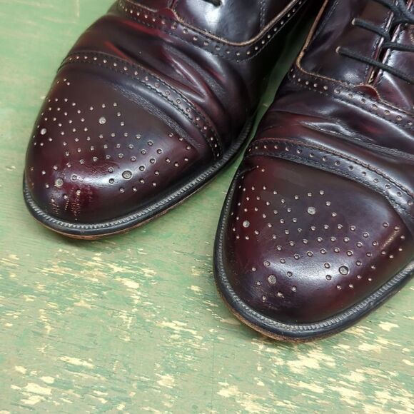 Mens Alfani (Italy) "Paul" Brown Leather Oxford Cap Round Toe Dress Shoes sz10.5 - Picture 4 of 10
